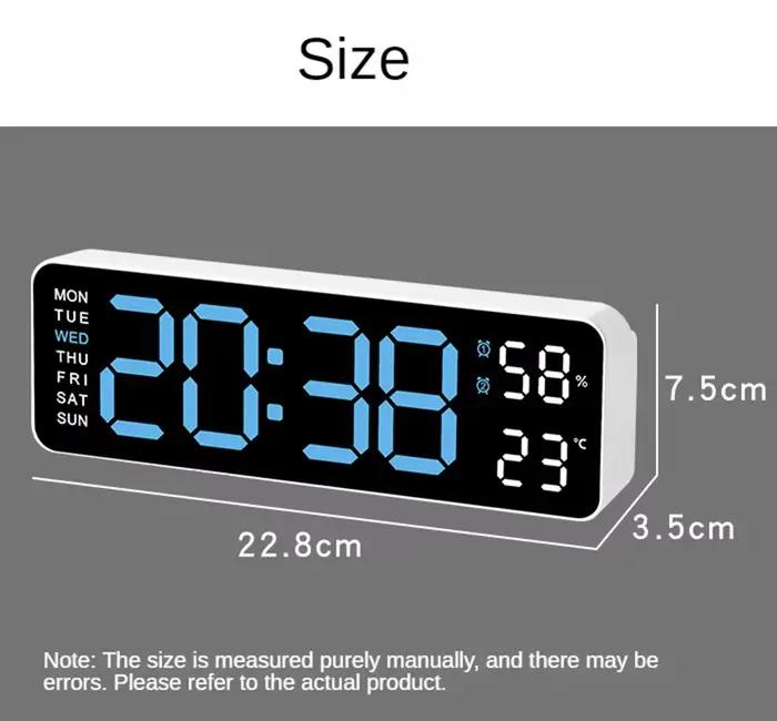 Grande horloge murale numérique température et humidité affichage de la semaine luminosité réglable
