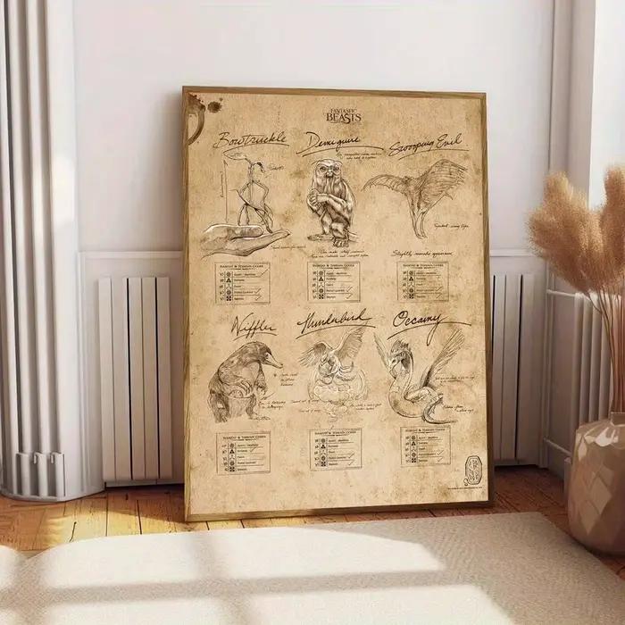 Affiche sur toile de monstres fantastiques et où les trouver, peinture sur toile pour décoration mur