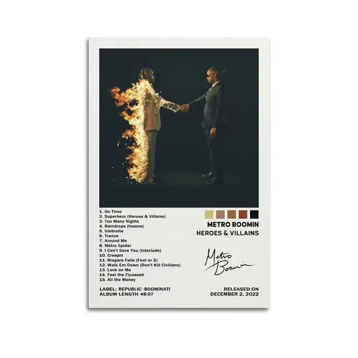 Pop Rap chanteur Metro Boomin toile affiche esthétique Album de musique héros et méchants Hip Hop 21