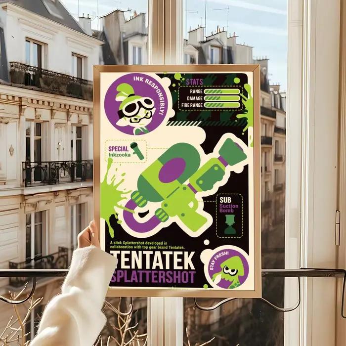 Affiche de jeu S-Splatoon HD, autocollants muraux auto-adhésifs, peinture murale, autocollants pour