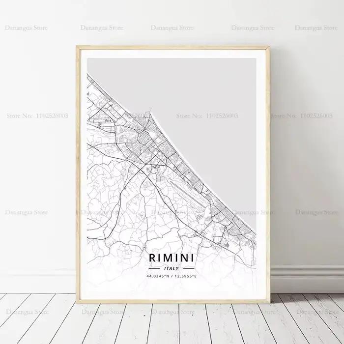 Lecce italie Milan Naples Padua Palermo Rimini carte Illustration toile peinture murale chambre déco