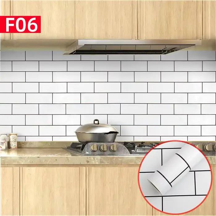 Autocollants de carreaux de céramique en feuille de cuisine, papier de Contact résistant à l'huile e