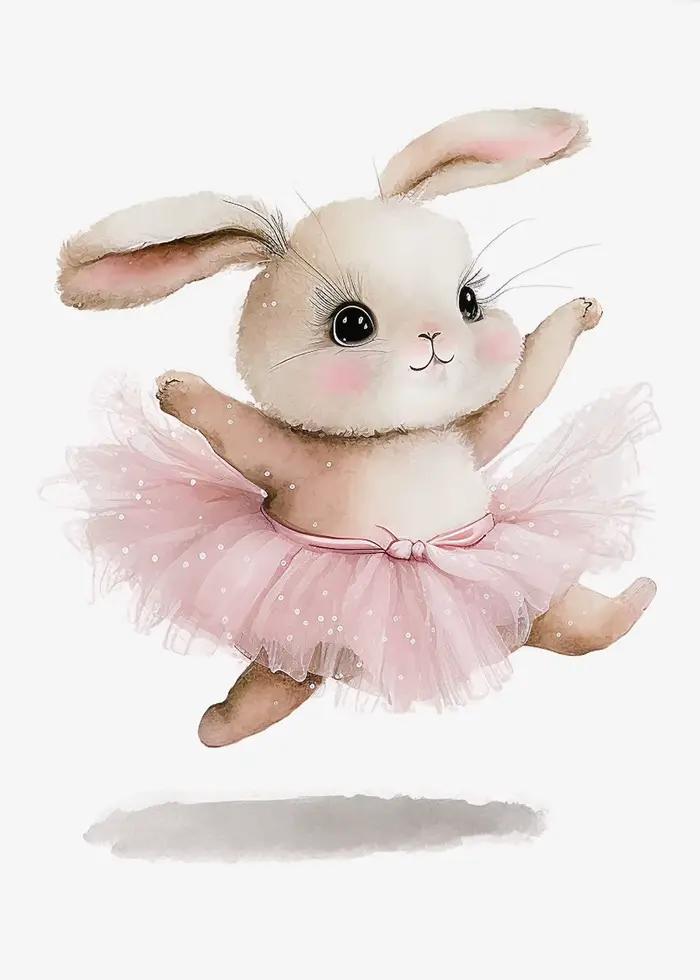 Affiches et imprimés d'animaux de Ballet, lapin de ballerine mignon, toile imprimée, tableau d'art m