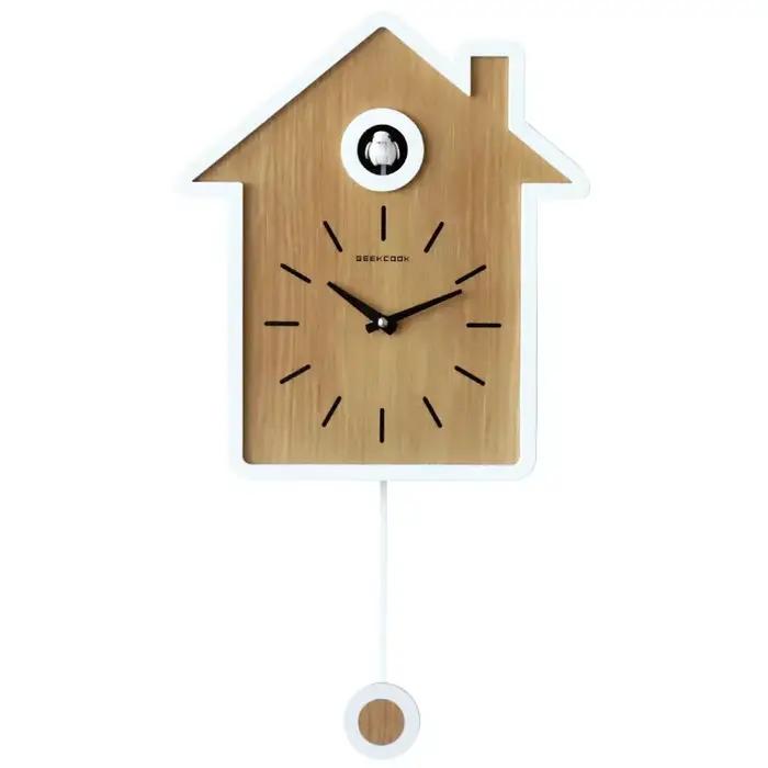 Horloge murale à pendule moderne, silencieuse, de luxe, avec mécanisme à coucou et oiseaux, pour déc
