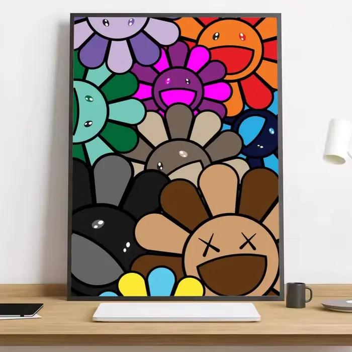 Affiche sur toile HD, peinture de fleurs, calligraphie, Art M-Murakami T-Takashi, décoration esthéti