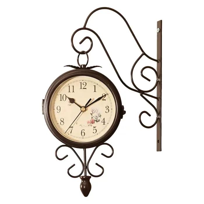 Horloge murale Double face, balayage silencieux, décoration de maison, rotation à 360 degrés, Design
