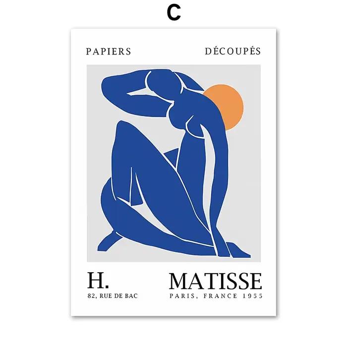 Affiches et imprimés botaniques nus de femme Henri Matisse Picasso bleue, peinture sur toile d'art m