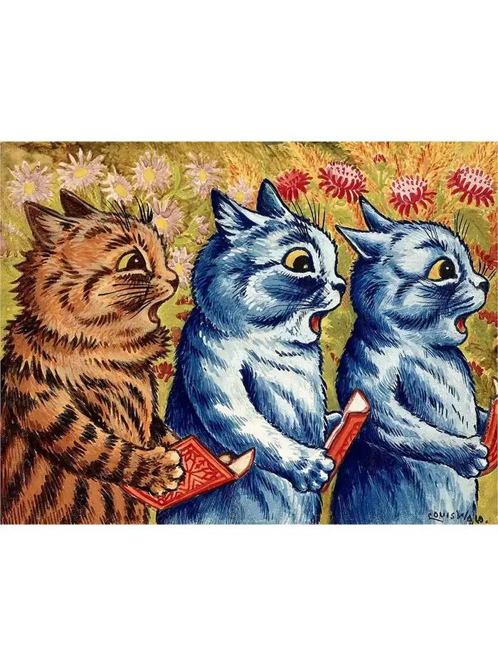 Célèbre portrait de chat de Louis Wain, affiche vintage, peinture sur toile, le chat rassemblant, ch