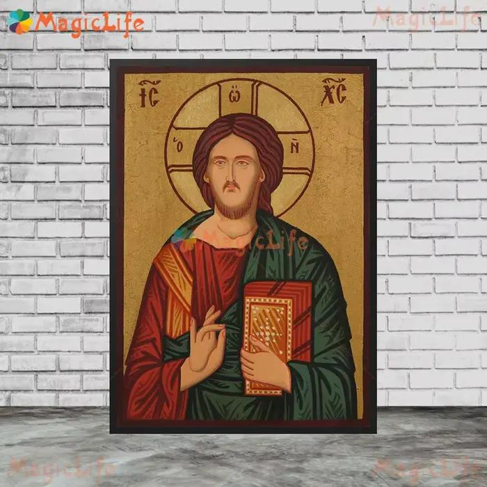 Tableau mural orthodoxe Pantocrator avec icône de la bénédiction de Christ, pour église, affiche mur