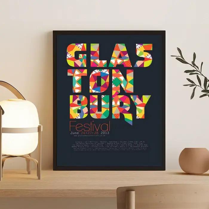 Affiche iconique du festival G-Glastonbury, autocollante, impression artistique élégante, décoration