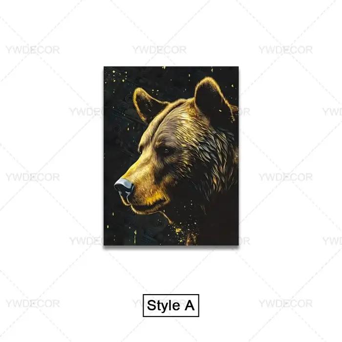 Toile de peinture d'animaux de taureau et d'ours, affiche de marché de Stock de guerriers de rue pou
