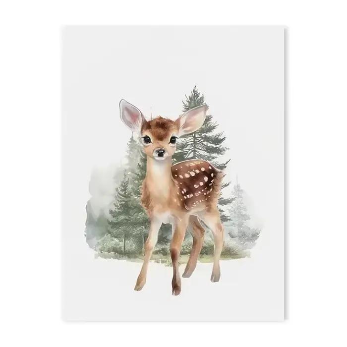 Affiche d'art animalier minimaliste nordique en aquarelle, adorable impression sur toile d'ours, de