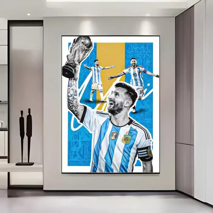 Affiche autocollante de la star du football L-Lionel M-Messi, autocollant en papier imperméable, déc