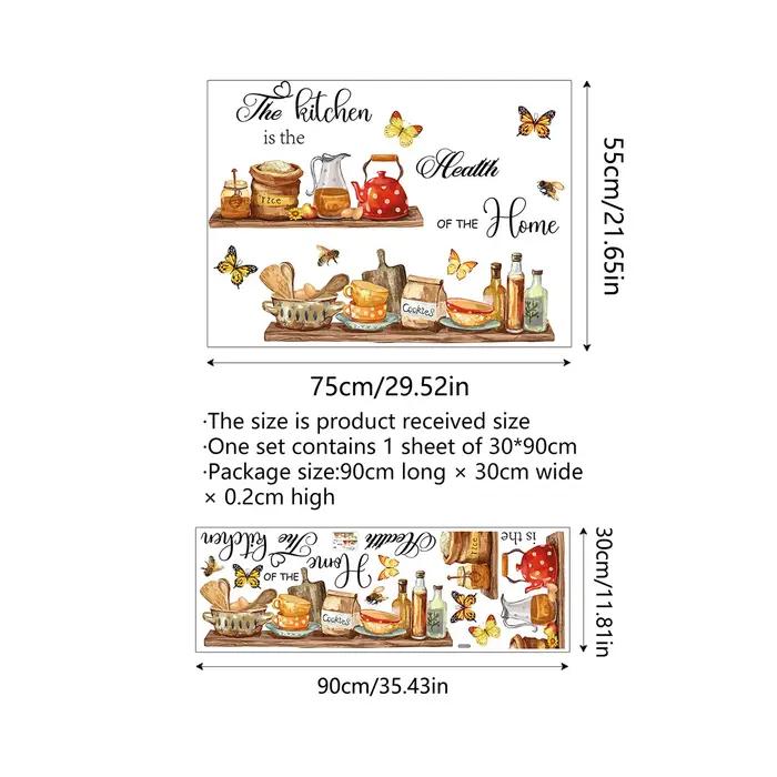Autocollants Muraux de Cuisine, Papillon, Cœur, Ustensile de Décoration pour la Maison