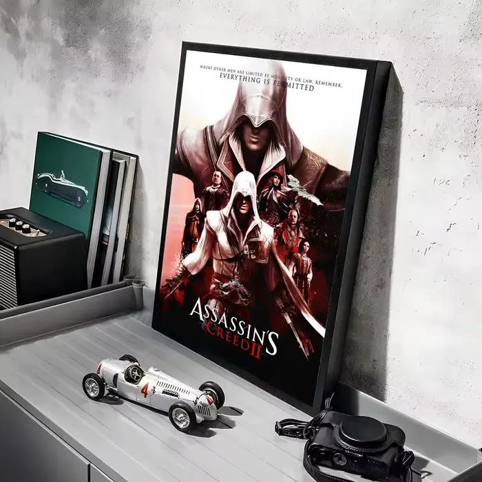 Affiche de jeu A-Assassins Creed, autocollants, peinture murale, décor auto-adhésif pour chambre à c