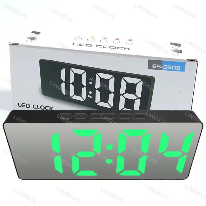 Dernière horloge numérique LED réveil chambre horloge de bureau électronique avec affichage de la te