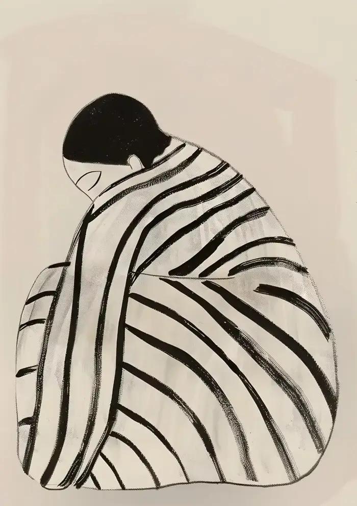 Toile de peinture de fleur de femme abstraite noire et blanche, affiche d'art mural pour salon, déco