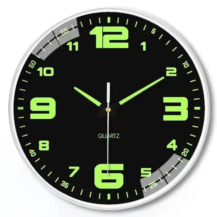 Horloge murale lumineuse sans trous, horloge à quartz silencieuse de 8 pouces, décoration moderne po