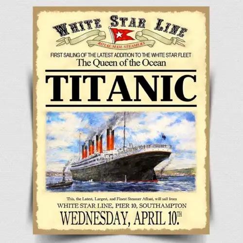 Plaque Métallique Style Vintage Titanic, Panneau Publicitaire Mural en Aluminium
