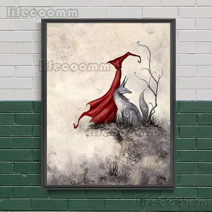 Toile d'art mural Vintage de la dernière pomme et de la sorcière noire, peinture sur toile de sorciè