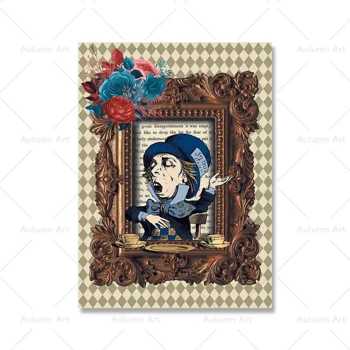 Affiches et imprimés d'Alice au pays des merveilles, Art mural Vintage, cartes à jouer amusantes, pe