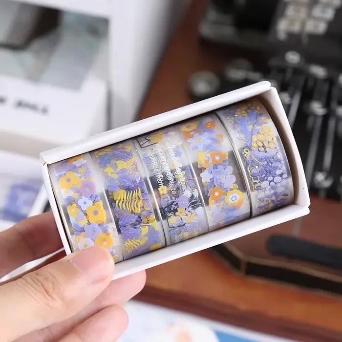 Ruban adhésif Transparent Kawaii, 5 rouleaux, matériel décoratif pour carnet de croquis, fournitures