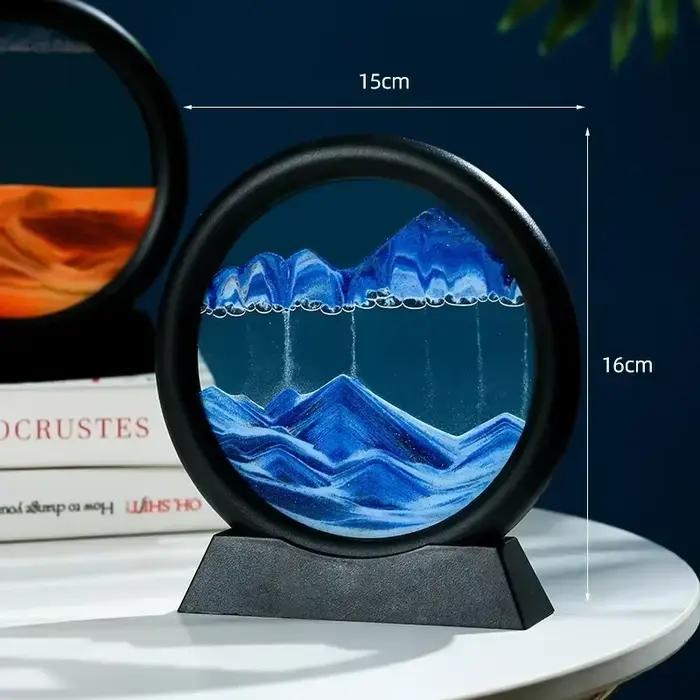 Tableau d'art de sable en mouvement 3D, verre rond, paysage de sable de mer profonde, sablier, artis
