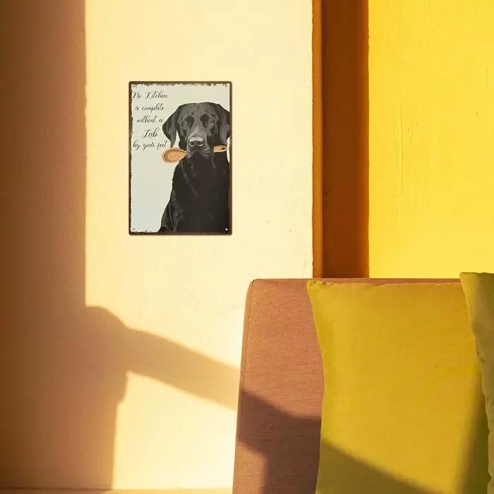 Putuo Decor-Panneau en métal chien noir, affiche d'art mural rétro pour la maison, la cuisine, le ja