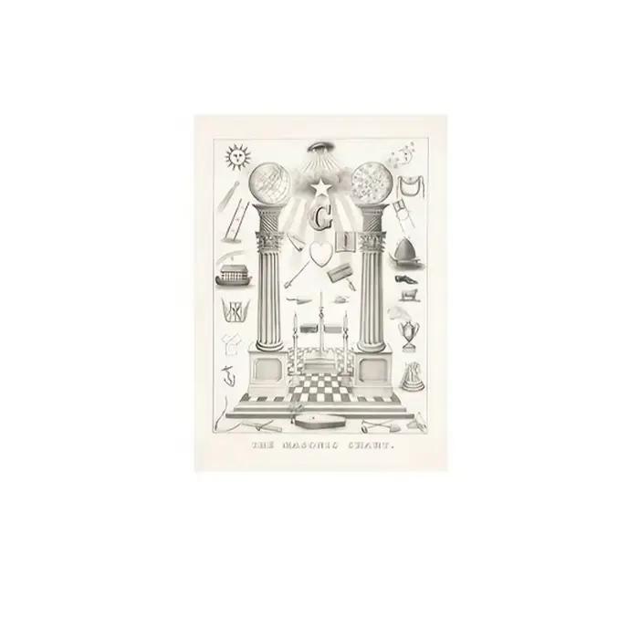 1pc Vintage tableau maçonnique symboles imprime, Currier et Ives Circa 1870 dessin affiche mur Art t