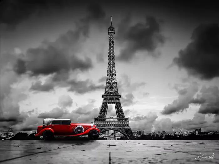 Paris Couples marche paysage toile Art peinture ville moderne abstraite tour Eiffel aquarelle Graffi
