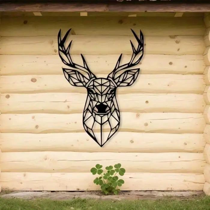 Décoration murale en fer forgé, motif cerf, design géométrique ajouré moderne pour intérieur, extéri