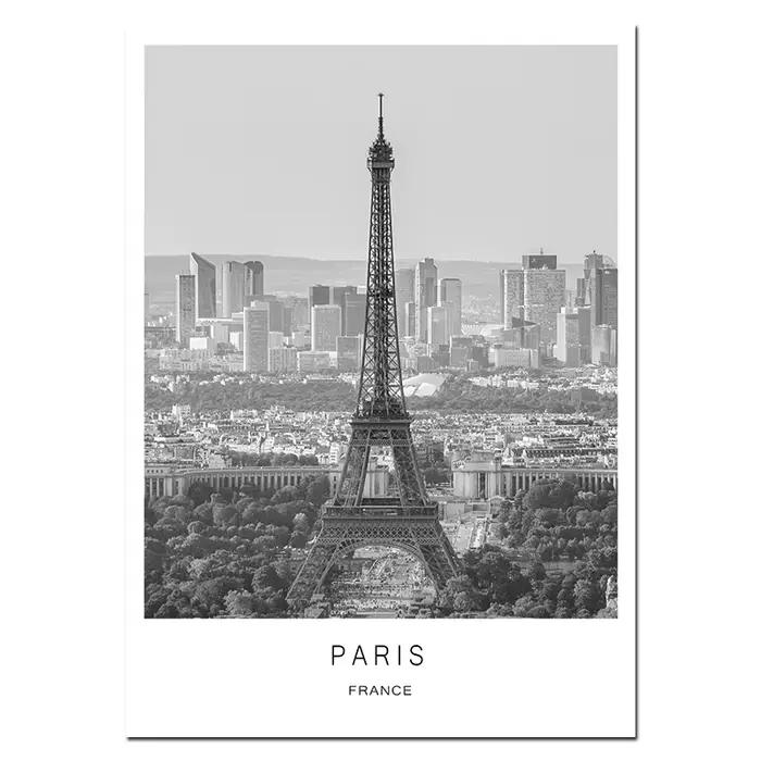 Toile de peinture en noir et blanc, paysage de ville mondiale, affiche imprimée de Paris, londres, N