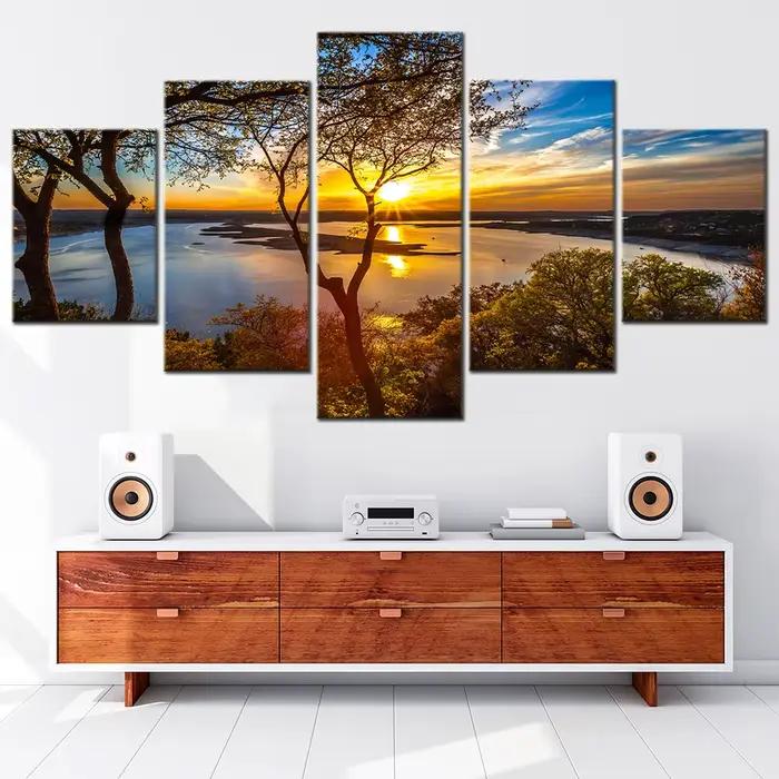 Cadre de décoration de maison moderne, art mural sur toile pour salon, beau lever de soleil, paysage