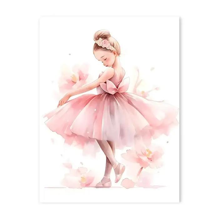 Affiche décorative en toile pour chambre d'enfant, motif ballerine rose, licorne, papillon, affiche
