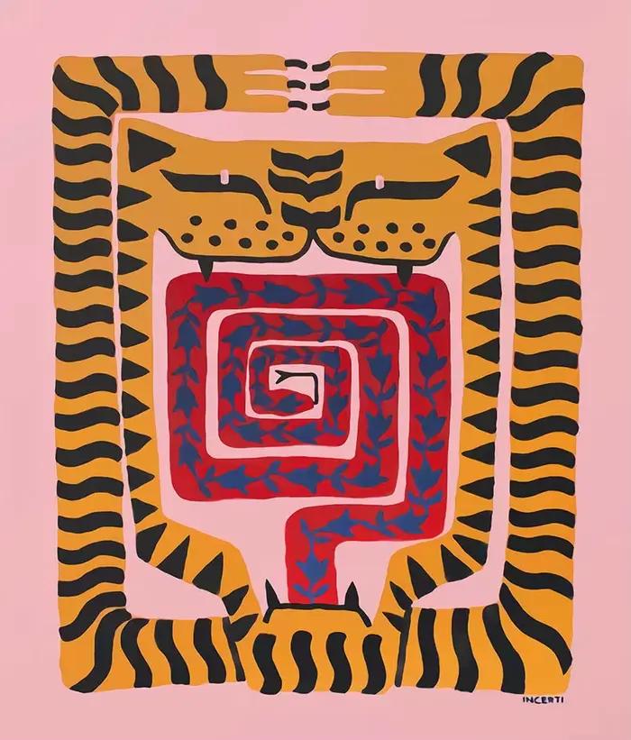 Affiche abstraite de léopard de prairie d'Egypte, peinture de toile, image d'art de mur d'animal col