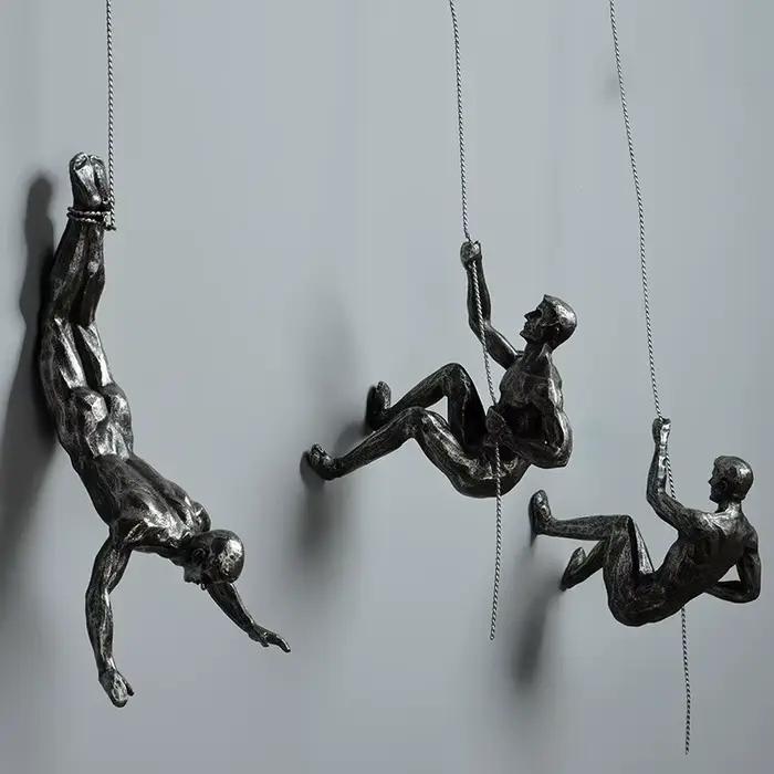 Figurine murale en résine pour homme et homme, ensemble de 6 pièces, abstrait, créatif, escalade, fi