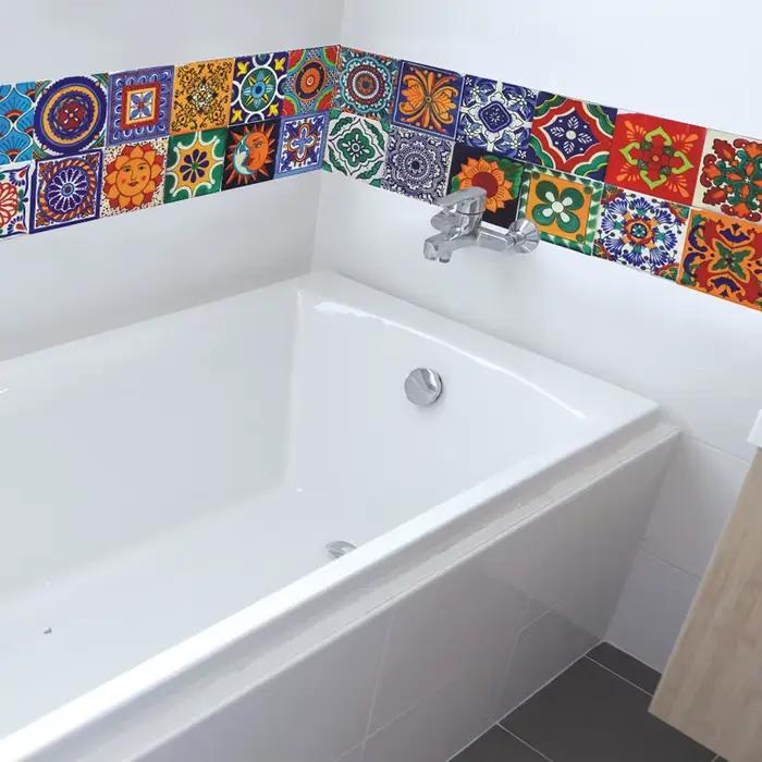 Autocollant mural auto-adhésif Vintage, 24 pièces, pour salle de bains, cuisine, fond de télévision,