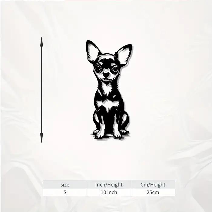 Décoration murale en métal Chihuahua mignon, décoration en aluminium durable pour les murs de la mai