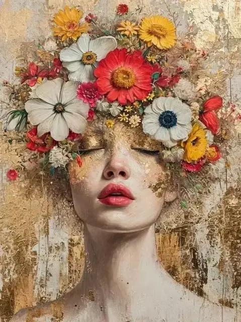 Toile de peinture florale mystique colorée pour femme, Art mural moderne, affiches de personnages de