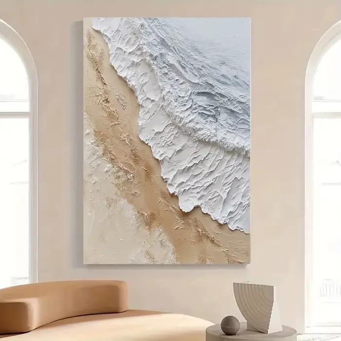Peinture abstraite sur toile de vagues d'océan modernes, affiches de paysage de vague de mer, art mu