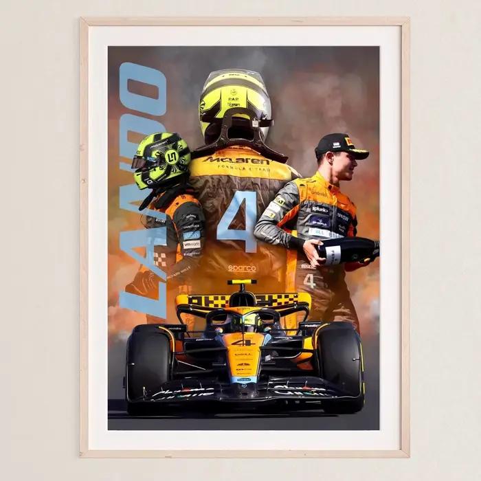 Affiche imprimée sur toile, Oscar Piastri Lando Norris MCL39, peinture murale, décor artistique, ima