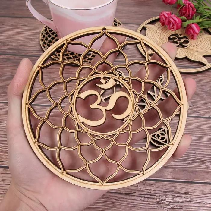Panneau Mural en Bois en Forme de Fleur de Vie de 14cm, Art Mural Découpé au Laser, Décor de Maison,