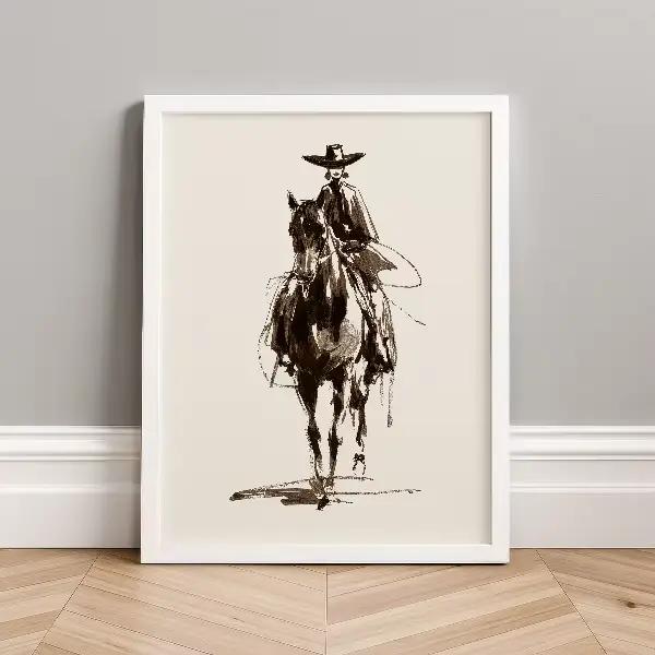 Affiche de style western cowboy et cowgirl, rétro, sud-ouest, rodéo, mode, ranch, peinture sur toile