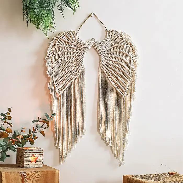 Ailes d'ange macramé tenture murale capteur de rêves Boho décoration murale à la main bohème décor à