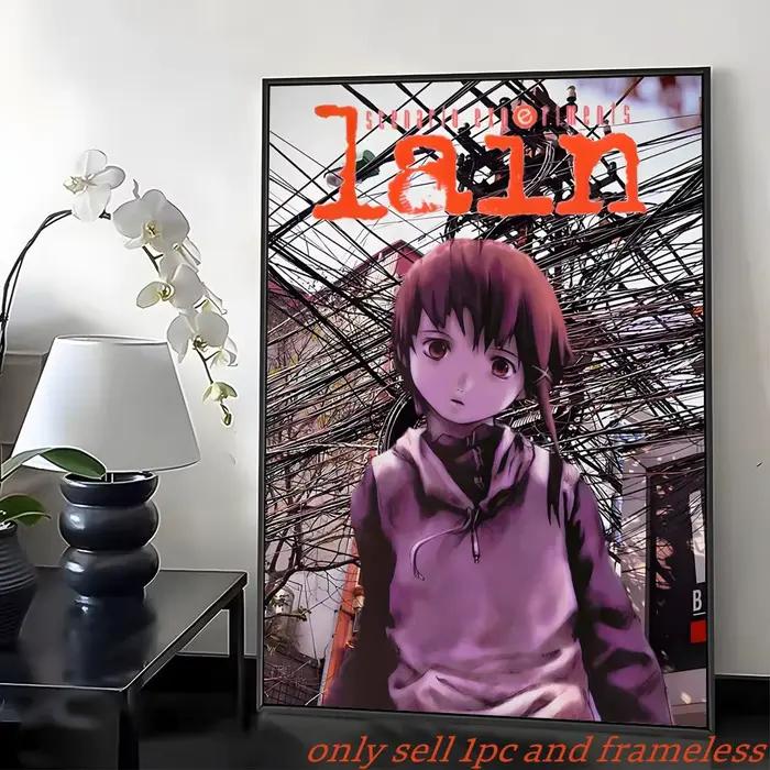 Affiche Murale Cyberpunk Anime Lain - Peinture Murale Décorative pour Salle de Cinéma, Bar, Café, Ma