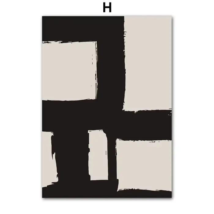 Tableau mural minimaliste sur toile, dessin de lignes abstraites beige et noires, affiches et impres
