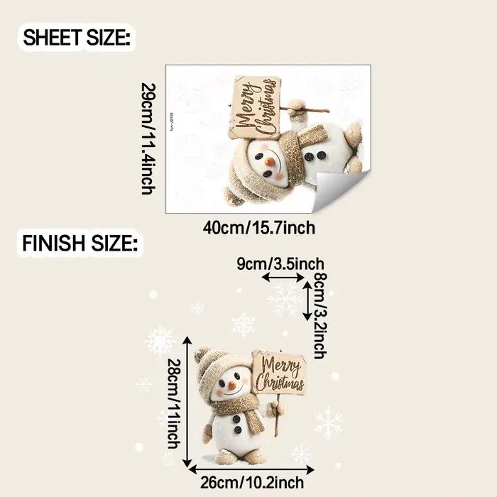 Autocollants de fenêtre de noël, père noël, bonhomme de neige, flocons de neige, autocollants pour f