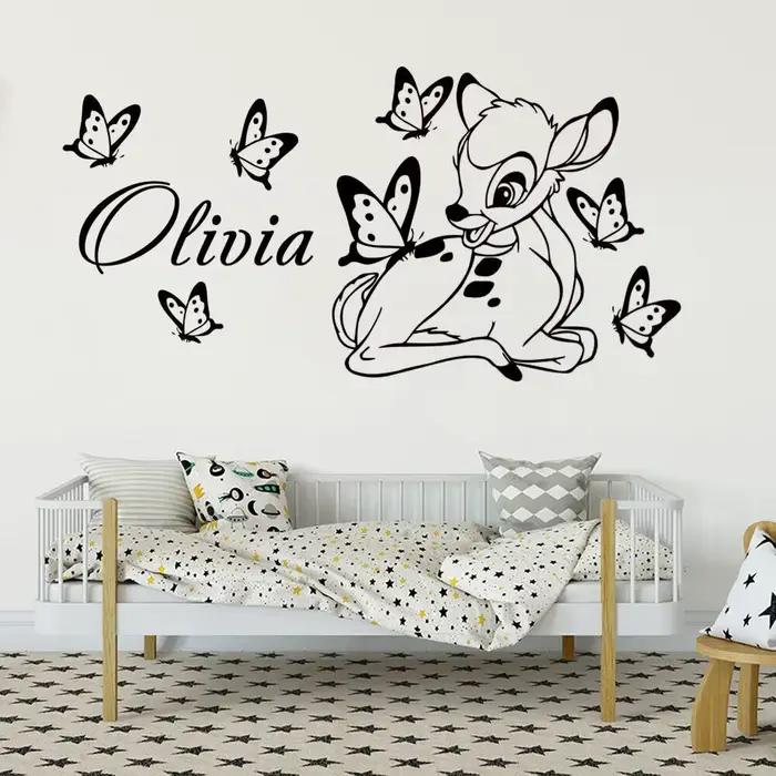 Bambi autocollant mural personnalisé nom de bébé autocollant mural personnalisé pépinière vinyle aut