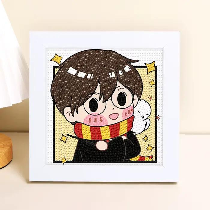 Peinture diamant 5D Q-version sur le thème de Harry Potter, dessin animé à faire soi-même avec cadre