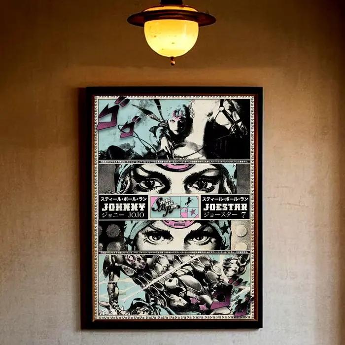 Peinture d'anime J-joJo Bizarre Adventure, calligraphie sur toile de coton, affiche d'art mural, imp